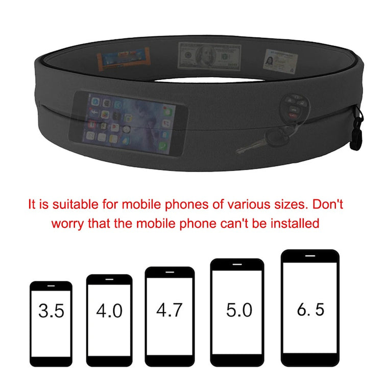 High-Elasticity Fitness Waist Pack - Stretchy Anti-Theft Running Belt with Zipper - Ideal for Jogging, Cycling, and Outdoor Activities